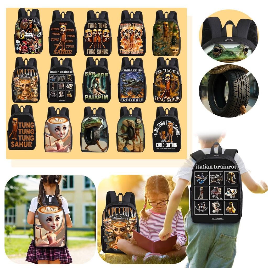 Cartoon Printing Casual Shoulder Bag Junior High School Students Large Capacity Backpacks