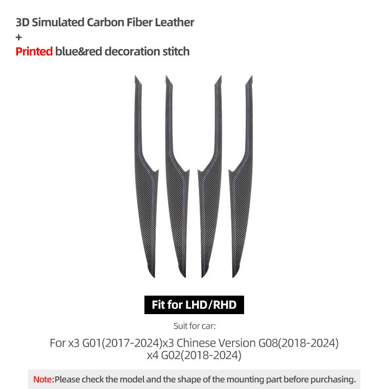 For BMW X3 G01 X4 G02 Made of Alcantara/Carbon Fiber Leather Car Interior Door Panel Trim Strips Performance Stickers Accessory