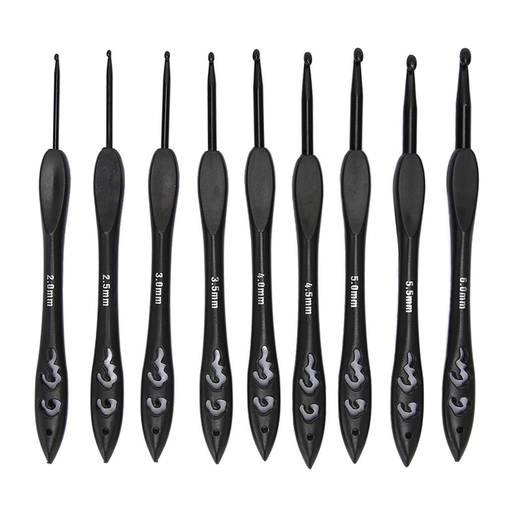 9pcs Crochet Hooks Set 2.0 To 6.0mm Ergonomic Handle Reduce Cramps Aluminum Crochet Hook for
