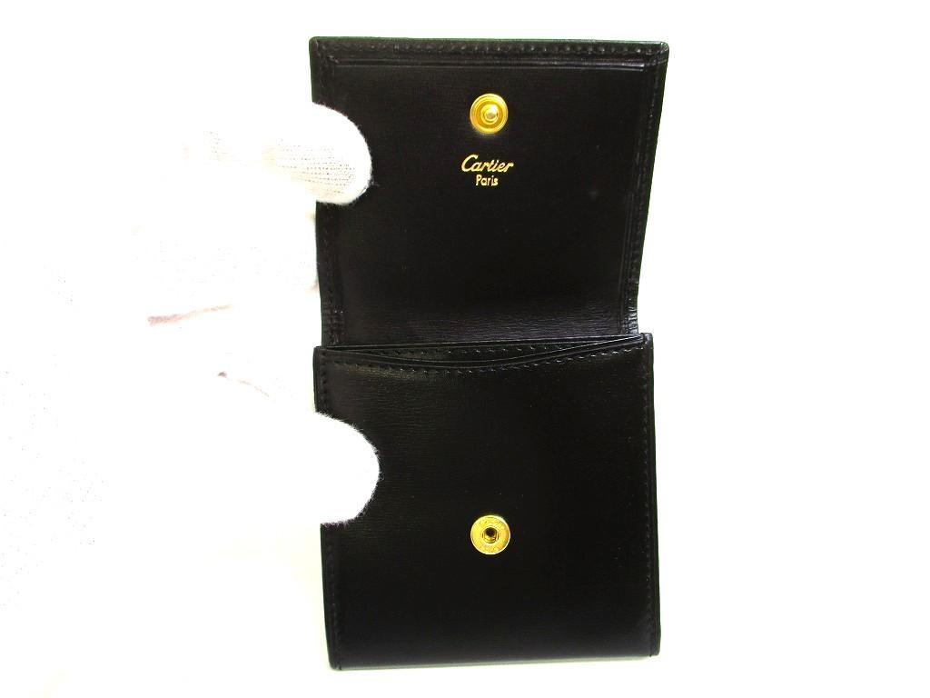 Authentic Cartier Pasha de Cartier Black Leather Gold H/W Coin Purse #b237 Open box