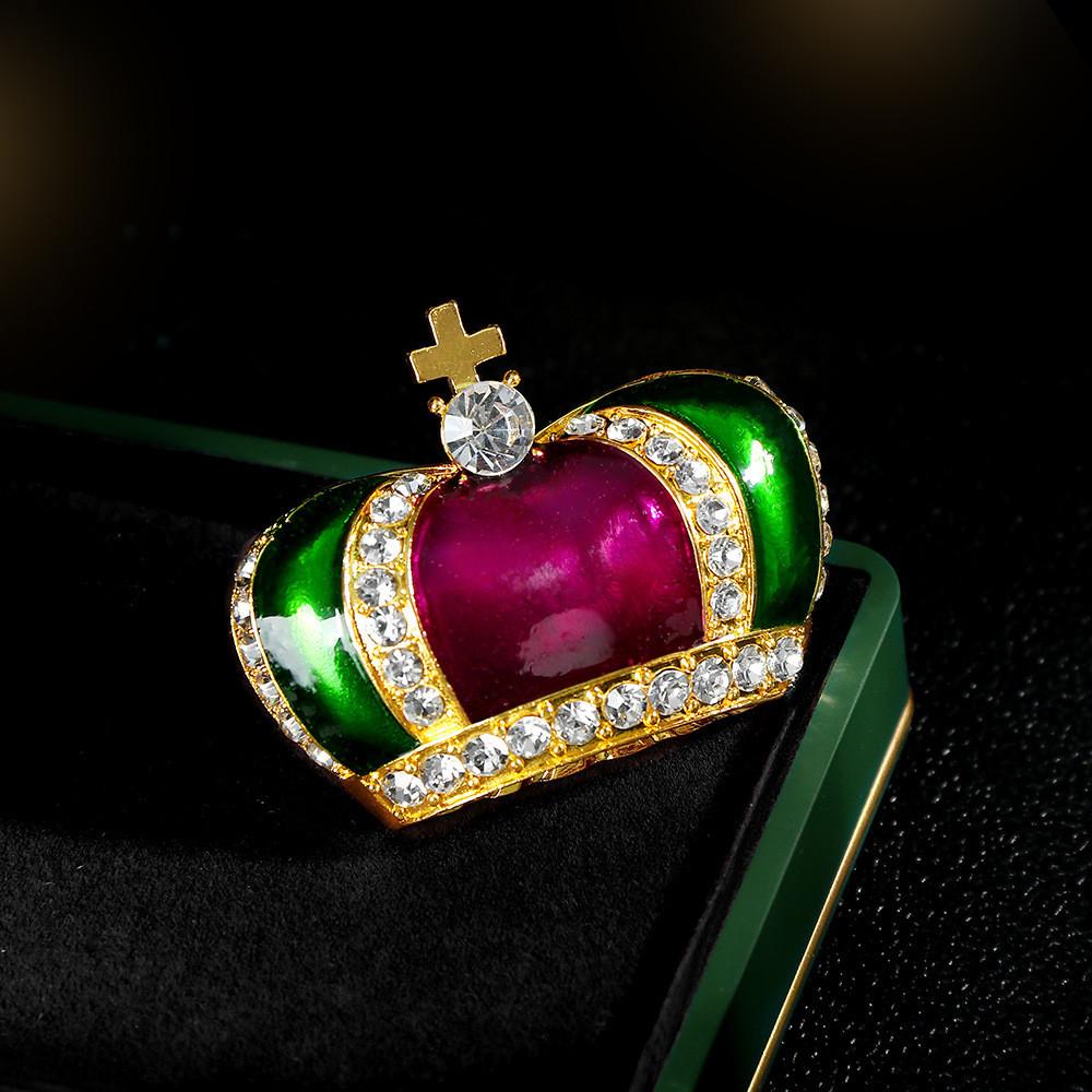 Vintage Crown Brooch Alloy Rhinestone Jewelry For Women And Men