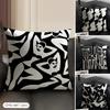 Black And White Art Cushion Cover Natural Linen Organic Fabric Double-Sided Printing Sofa Home Decor Gift Pillow Case