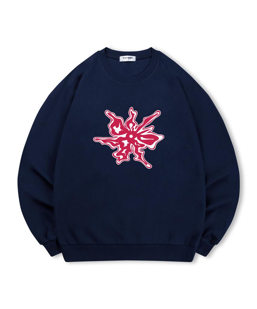 TOPBOY [Non-Fleece Or Fleece] Flower Print Sweatshirt (Type C)