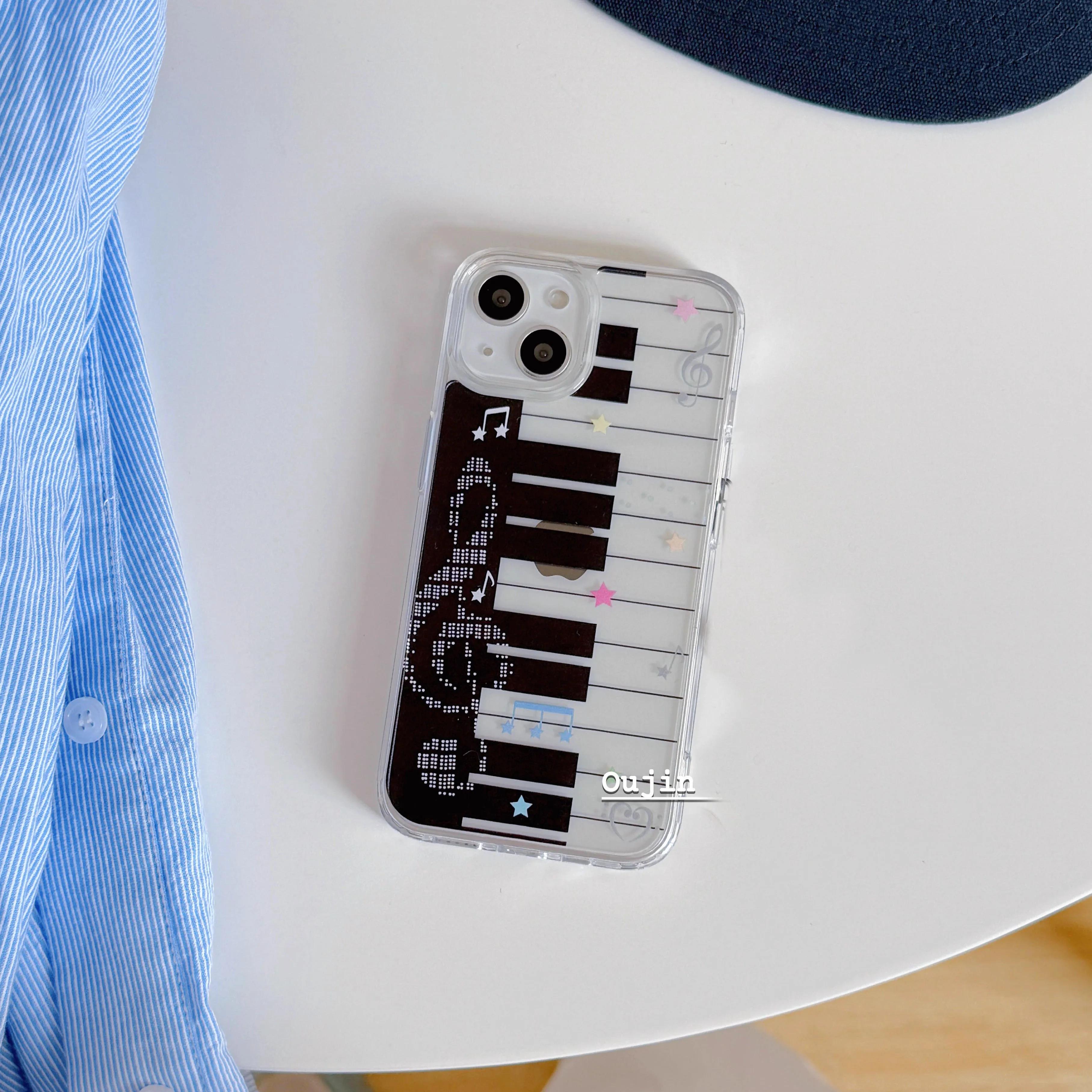 

Ins Korean Music Symbol French Piano Keys Simple Cute Phone Case For IPhone 17 16 15 14 13 12 11 Pro XR Max 8 7 Plus MINI Cover iPhone 13 mini