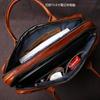 NZPJ Retro Handmade Top Layer Cowhide Leather Men's Handbag Vegetable Tanned Horizontal Computer Bag Zipper Briefcase