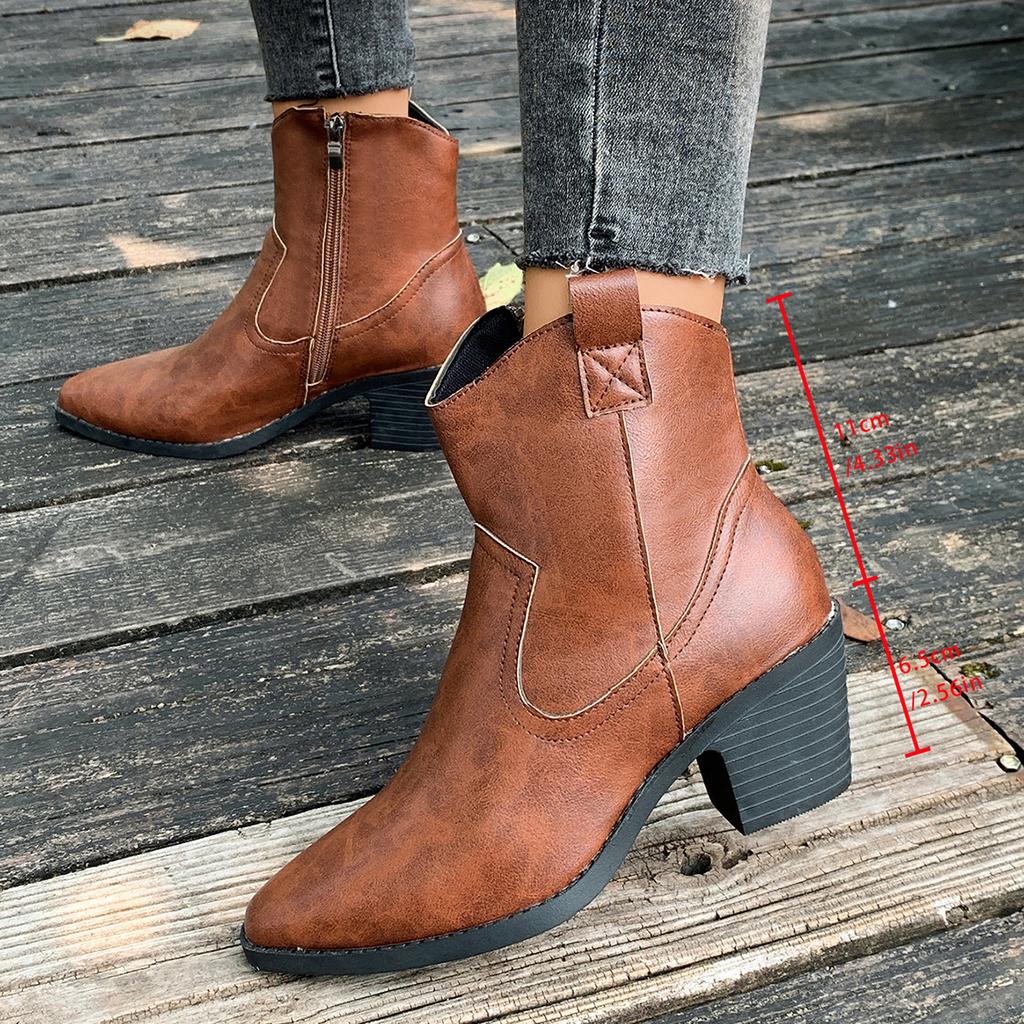 New Light Luxury High-end Women's Shoes Are Popular In Autumn and Winter, Square Head Medium Tube Heightening Warm Women's Boots Martin Cut