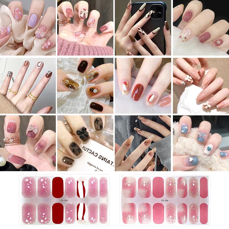 14 Nails Simple Waterproof Nail Wraps Full Cover Nail Stickers Firm And Not Easy To Fall Off Multi Color Nail Art For Women'S D