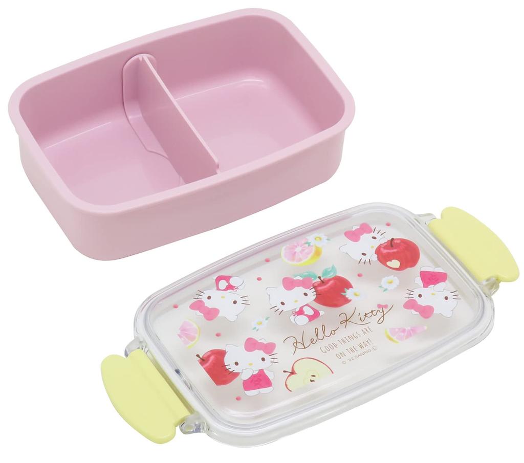 OSK Hello Kitty Bento with Made in Dishwasher and Microwave with Locking Stylish and for and Box, 500ml, Dividers, Japan, Safe, Antibacterial, Gasket,