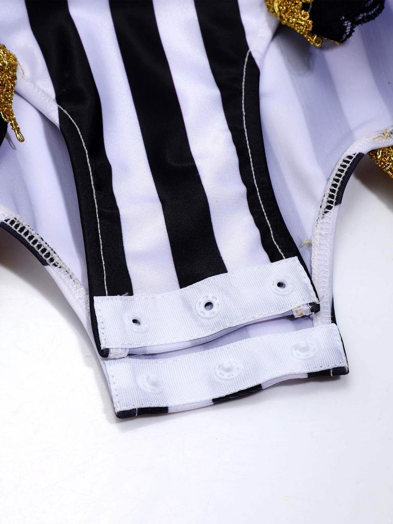 Dívčí cirkusový kostým set Lesklé flitry Falešný stojáček Bez rukávů Kombinéza Sladěný metalický návlek na paži