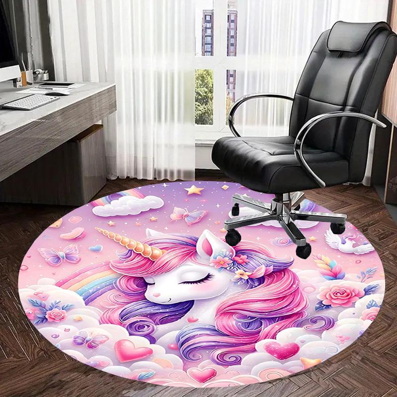 1PC Unicorn Non-Slip Floor Round carpet, Office, family, bedroom, Large Area Rug Indoor Rugs,  Durable PolyesterH0363