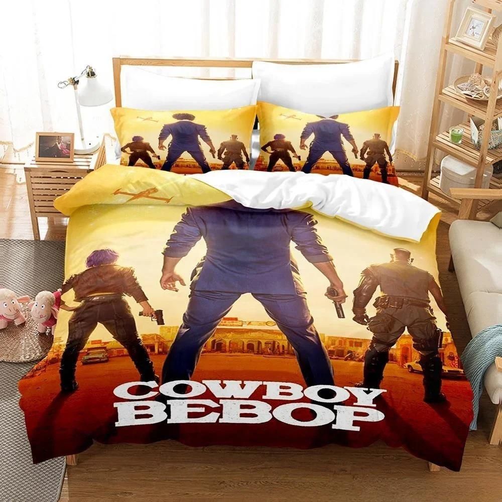 Mode 3D-gedrucktes Spiel Cowboy Bebop Bettwäsche-Set Cartoon Anime dreiteiliges Set Erwachsene Kind Schlafzimmer Bettbezug-Sets Heimtextilien
