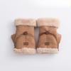 Cycling Gloves, Women's, Warm, Velvet, Thick, Flip, Half Finger Gloves
