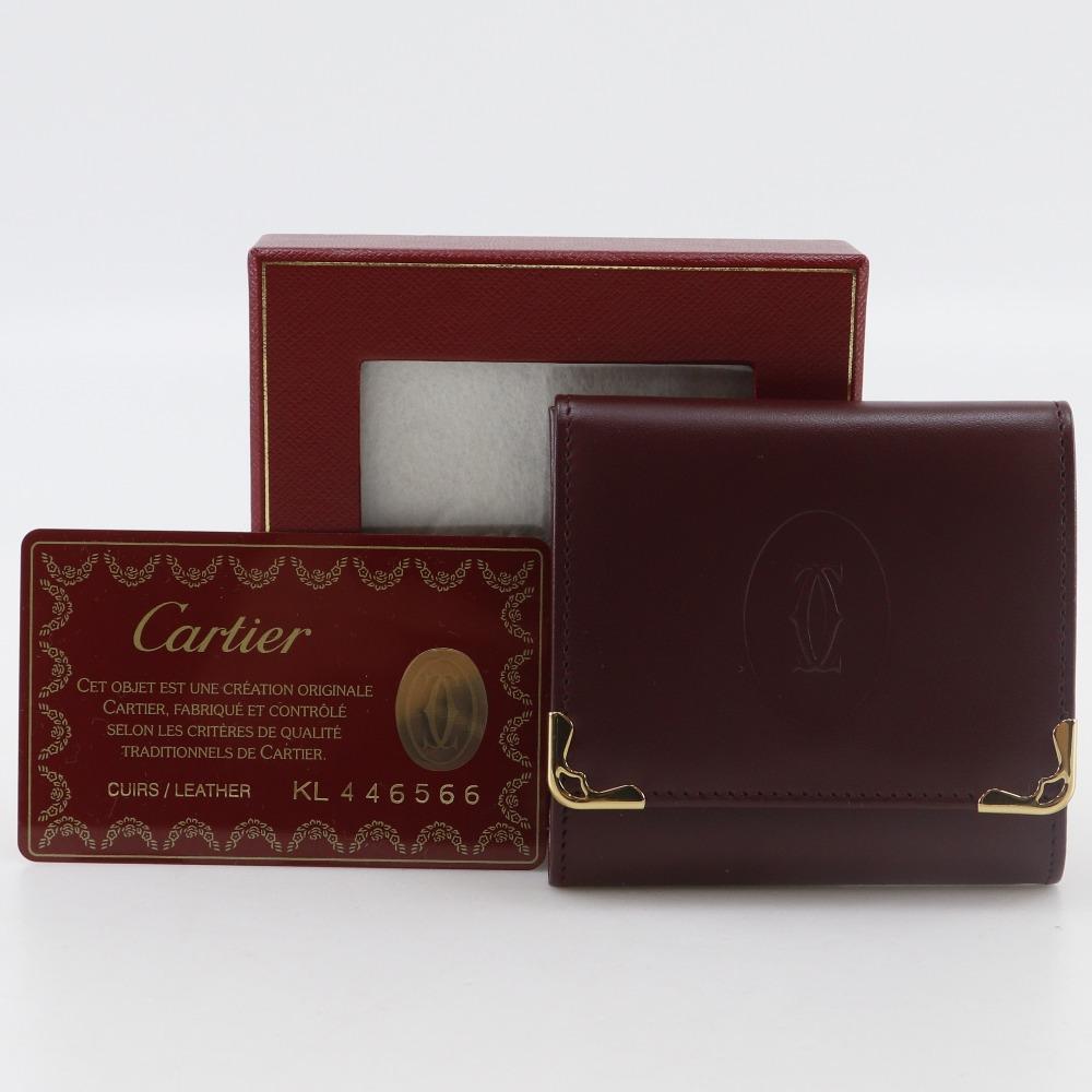 CARTIER Must Line Coin Purse Bordeaux Calfskin unisex Used