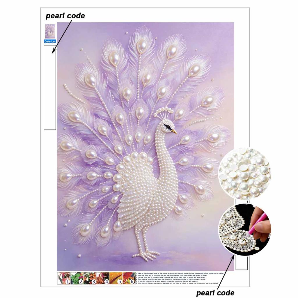 Pearl Art Painting Kit for Adults and Beginners Elegant Peacock Sparkling Painting Craft Home Wall Decor Handmade Gift