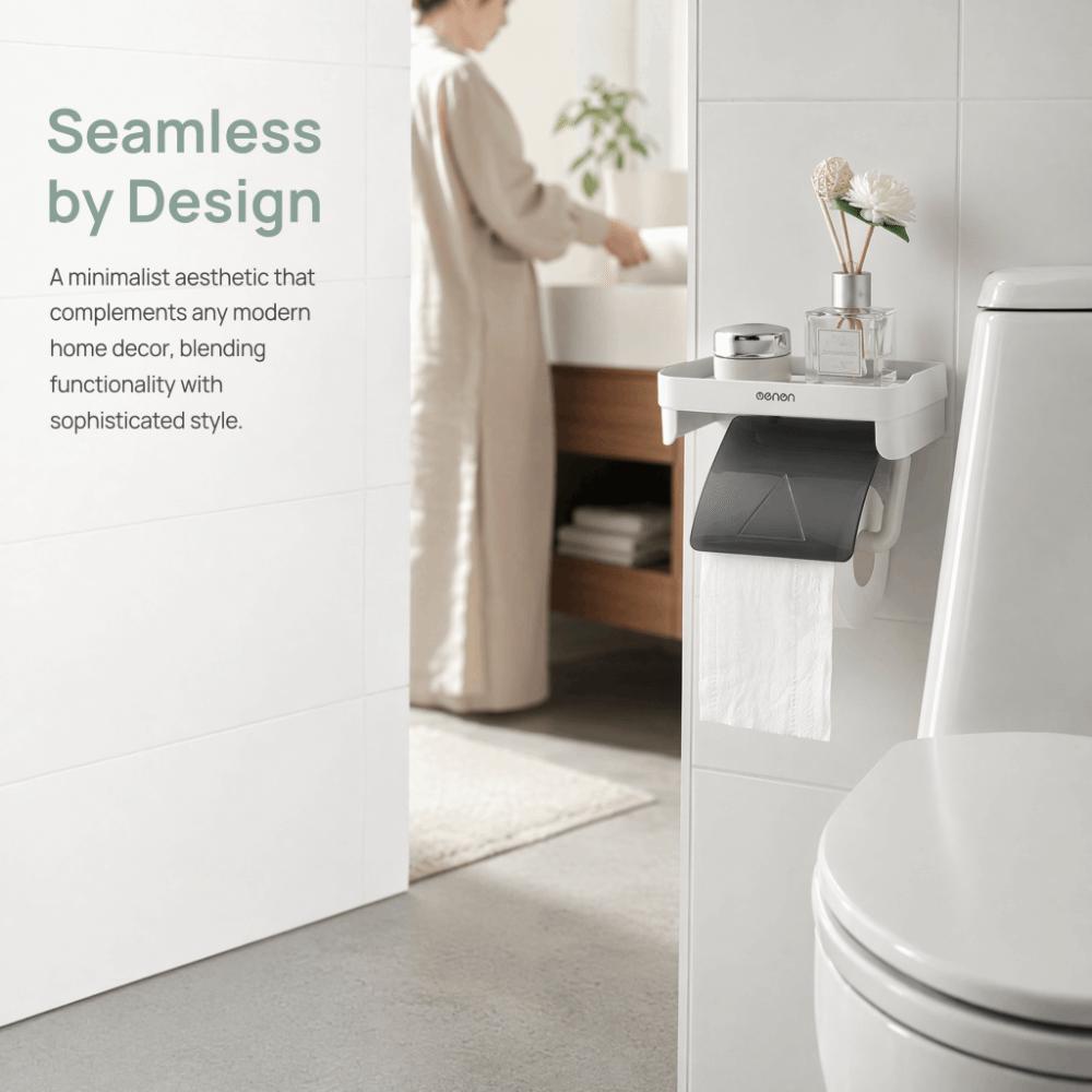 Wall Mounted Toilet Paper Holder Plastic Toilet Roll Holder Tissue Dispenser Shelf  Multifunctional