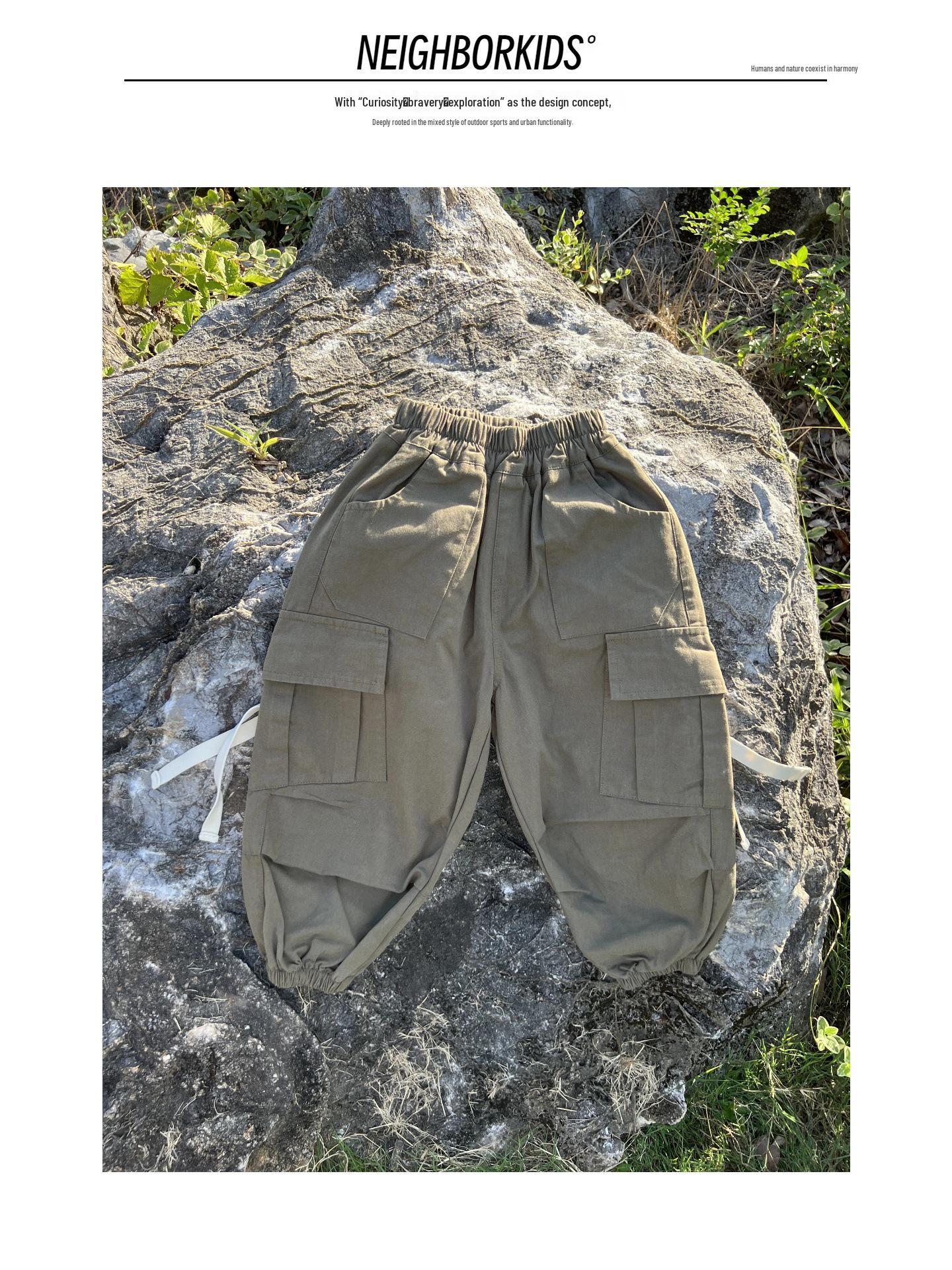 

2025 Kids’ Military Green Loose-Fit Cotton Parachute Pants 120 cm