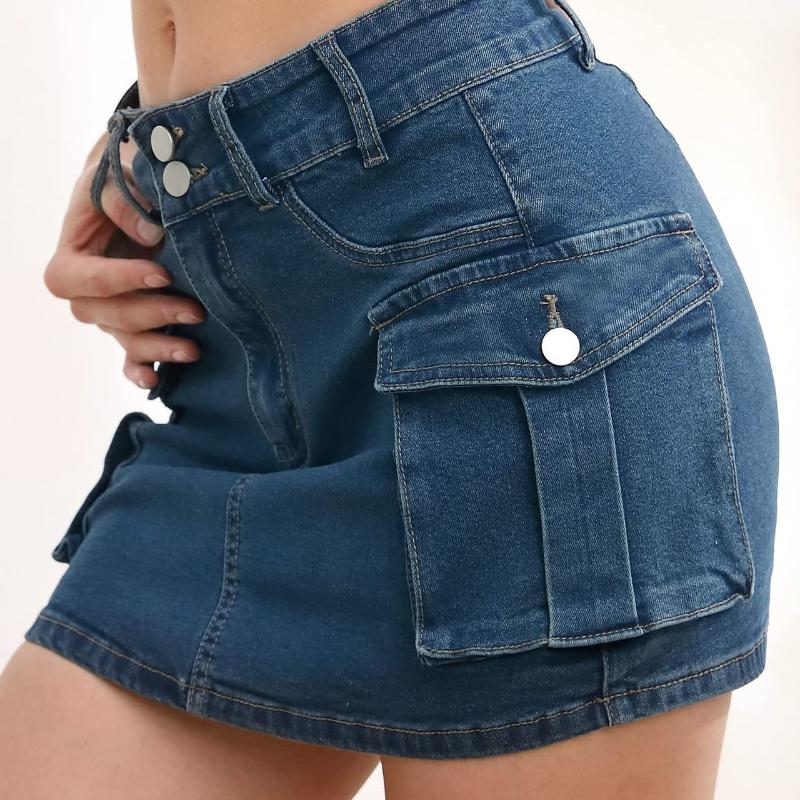 European and American Women's Style Autumn New Street Solid Color Low Waist Slim Hip Skirt Short Skirt