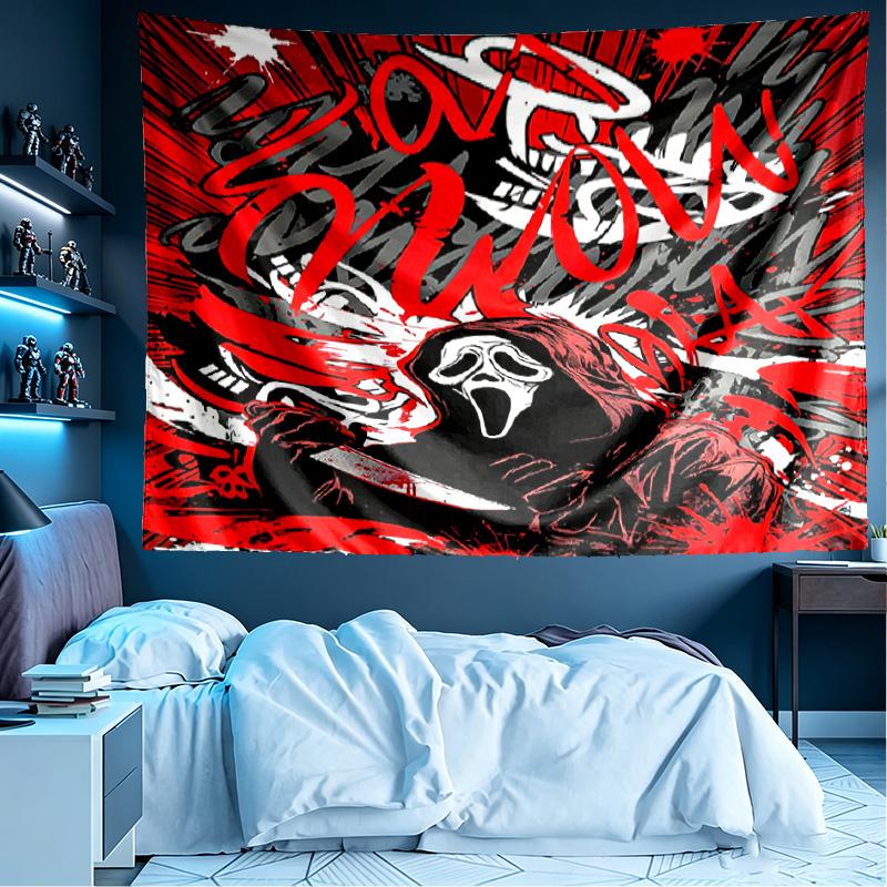 Ghostface Print Tapestry, Lightweight Wall Hanging, for Bedroom, Dorm, Living Room, Home Art Decor, Birthday Christmas Gift for Friends