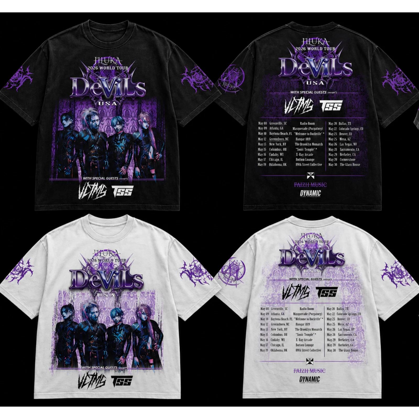 JILUKA Devils USA 2026 World Tour T-Shirt Visual Kei Metal Band Graphic Tee 2XL