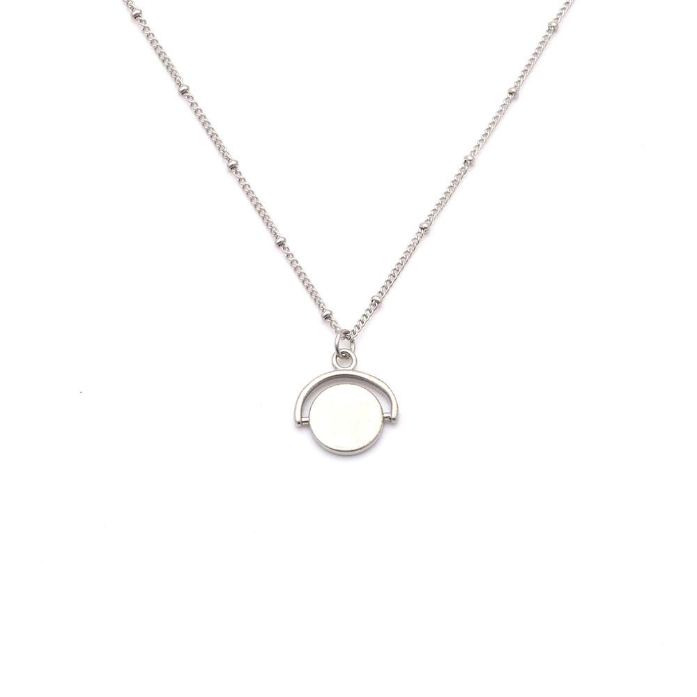 

Small Fresh Round Bead Chain With Small Disc Pendant Versatile Simple Titanium Steel Non-Fading Collarbone Chain Female
