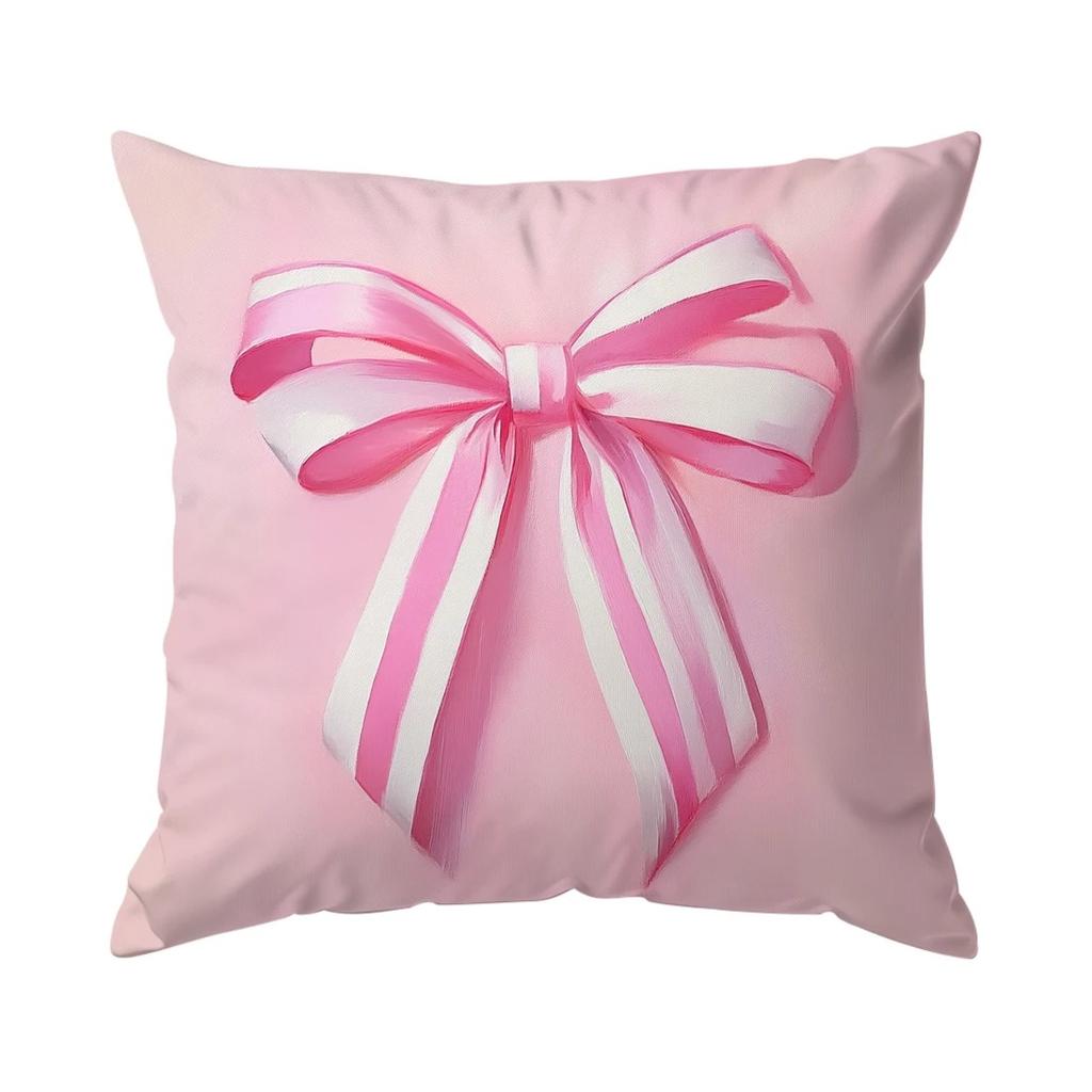 Soft Pink Bow & Cherry Blossom Pillow Cover 45x45cm -  Floral Printed Pillow Case for Sofa Living Room, Home Decor  Pillow Cover