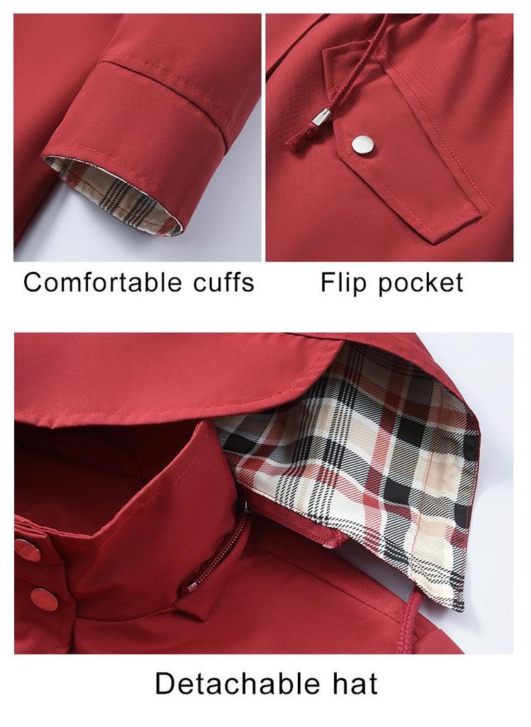 New Women's Water-Repellent Trench Coat with Plaid Lining - High-Quality Jacket