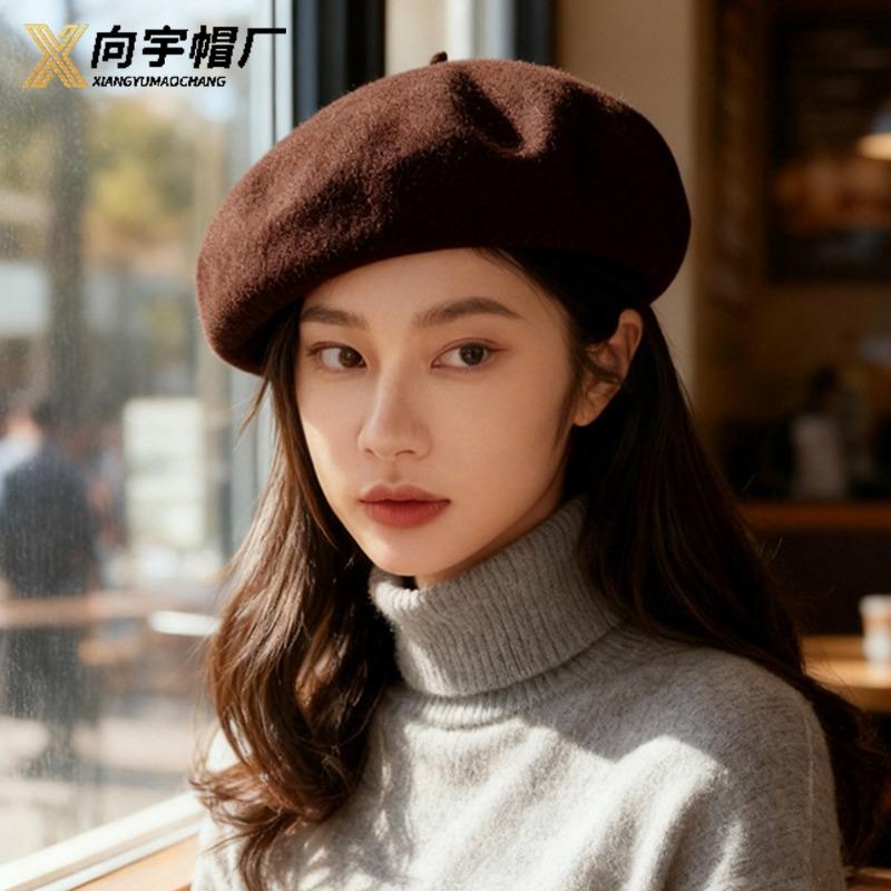 Women S Vintage Versatile Korean Style Small Face Mushroom Beret Hat Customizable