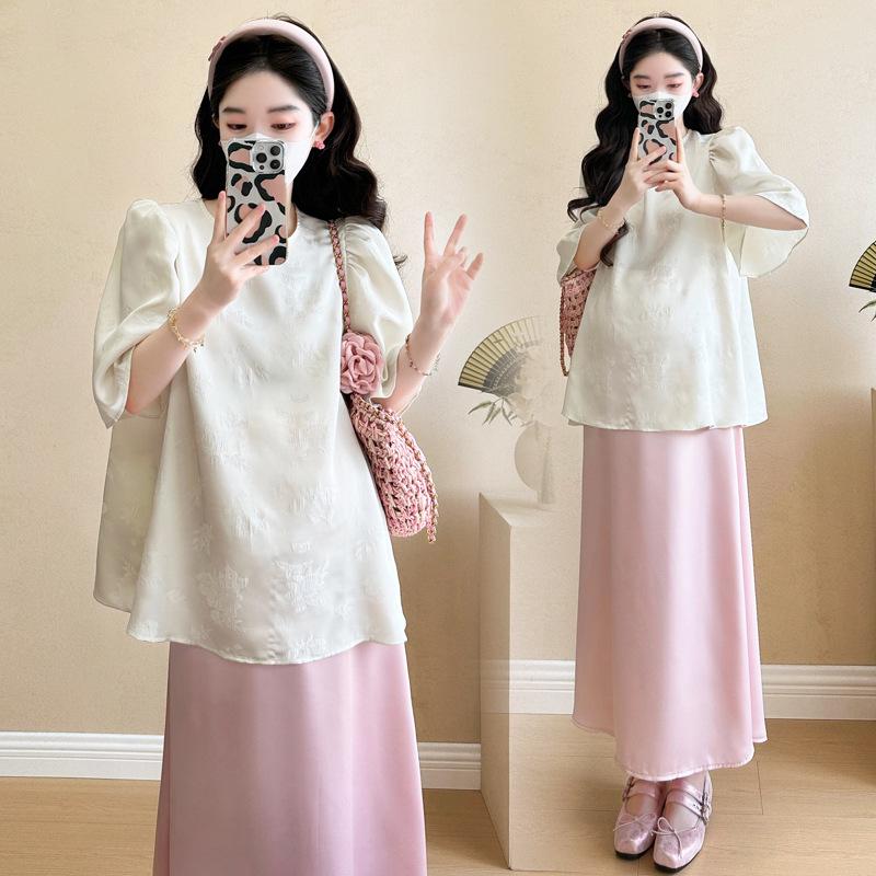 Summer 2026 Korean Maternity Chiffon Two-Piece: Fresh, Loose-Fit, Age-Reducing Outfit L