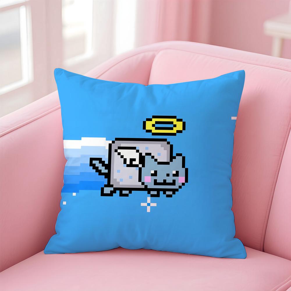 Nyan Cat Cushion Cover Home & Car Multi-Scene Pillow Cover - Reversible, Soft & Durable for Daily Use