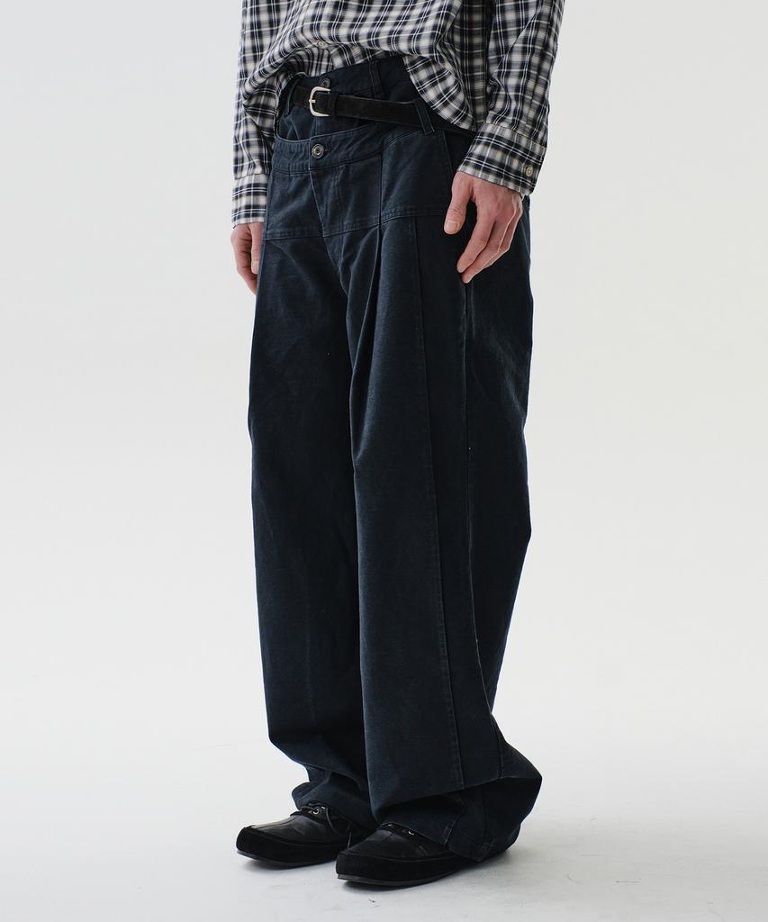 Daibeuin Washed Double Waist Pants (Black)
