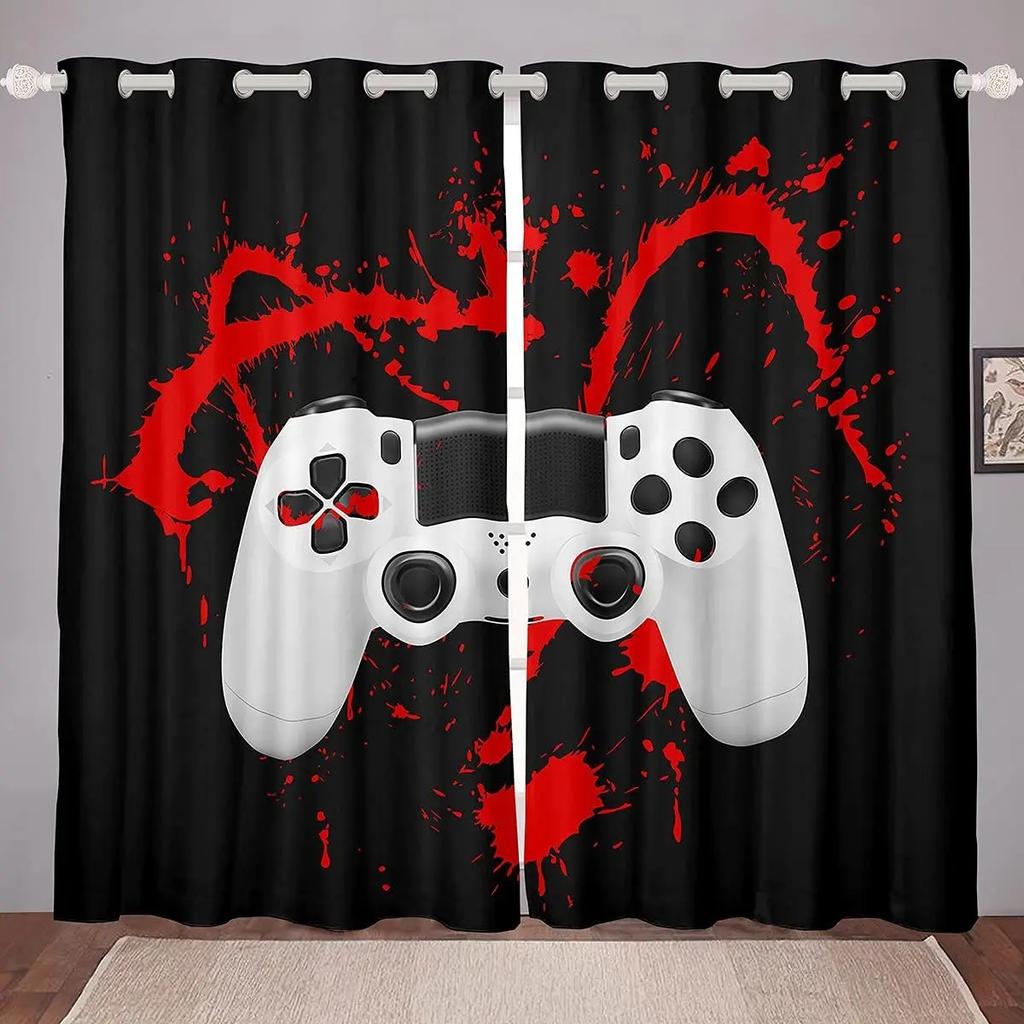 Gaming Gamer Drapes Drapes for Boys Bedchamber Windowpane Treatments Teens Gaming Decoration Windowpane Drapes Windowpane Cortinas 2Pieces