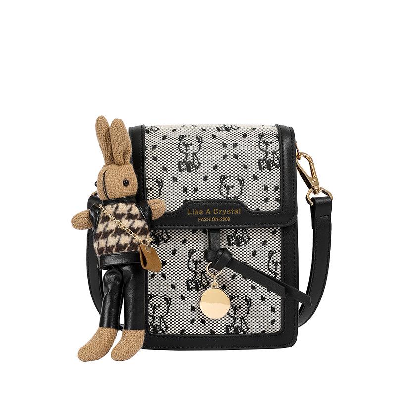 Damen Umhängetasche und Schultertasche aus bestickter Leinwand