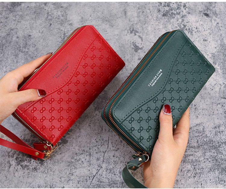 Kadın Uzun Cüzdan - Fermuarlı Bozuk Para Cüzdanı, Çok Fonksiyonlu Telefon Çantası, Çoklu Kart Yuvalı Geniş Kapasite.