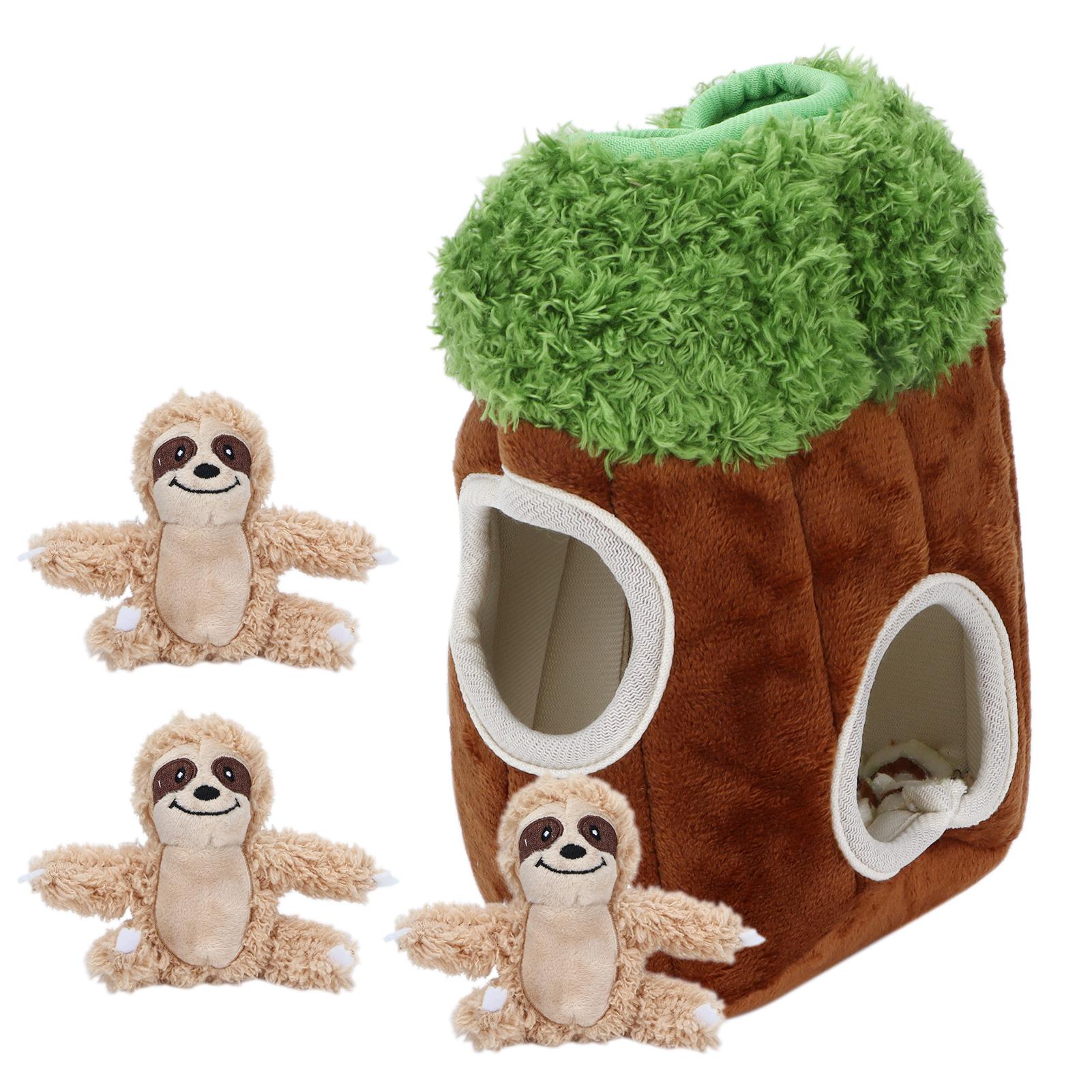 

Sloth Trunk Holes Toys for Dog Squeaky Plush Toys Hide and Seek Games Intereactive