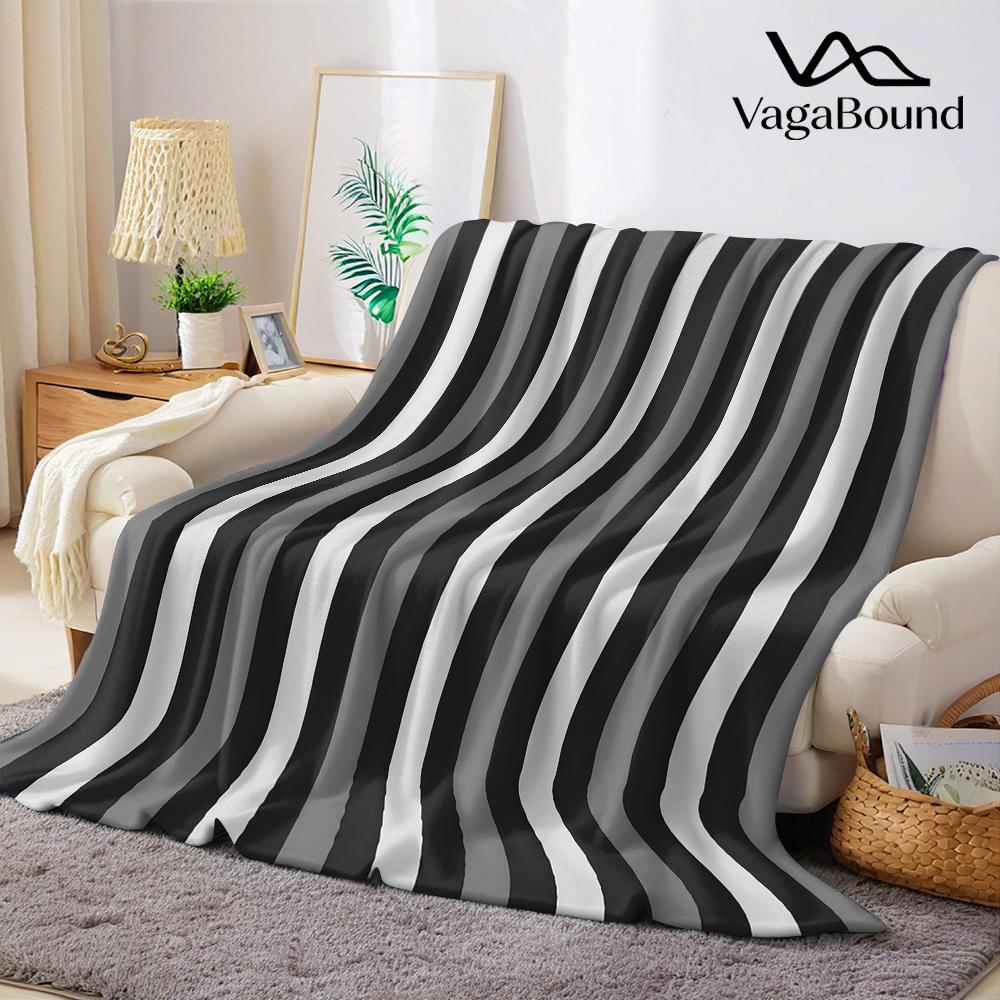Coperta di Flanella a Strisce Monocromatiche Calda Morbida Halloween Natale Divano Caldo Accogliente Decorativo Decorazione Regalo per Tutte le Stagioni