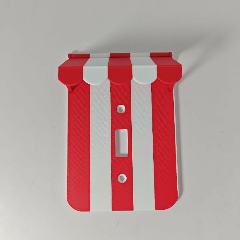 Red White Carnival Awning Switch Plate Cover 3D Printed Decor Socket Frame Vintage Wall Decor For Home Bedroom Living Room Decor