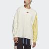 Adidas Originals Trefoil Logo Patchwork Crew Neck Long Sleeve T-Shirt Unisex Tops Yellow HC0338