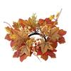 Fall Candle Ring Artificial Maple Leaves Wreath Ring Mini Autumn Wreath Rustic Fall Candle Holders for Bar Home Lit Wreath