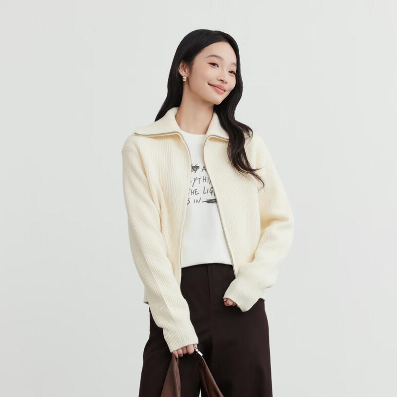 Elva' Island Women's Lapel Long Sleeve Knit Short Top