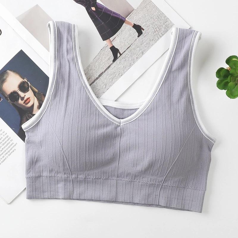 Beautiful back sports vest underwear female student Korean version short outer wear cute suspender tube top bra no steel ring bra