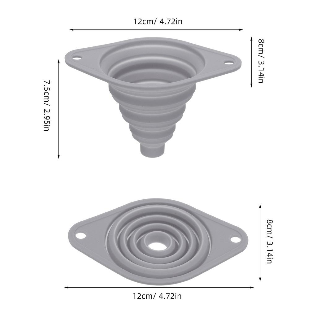 Grey Food Grade Silicone Collapsible Funnel Wide Mouth Foldable Portable Funnel for Mason Jars Bottles Oil Liquids Seasoning Jam