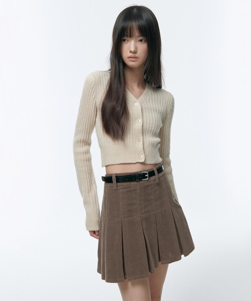 Musinsa Standard Woman Women'S Corduroy Pleated Mini Skirt [Khaki Brown]