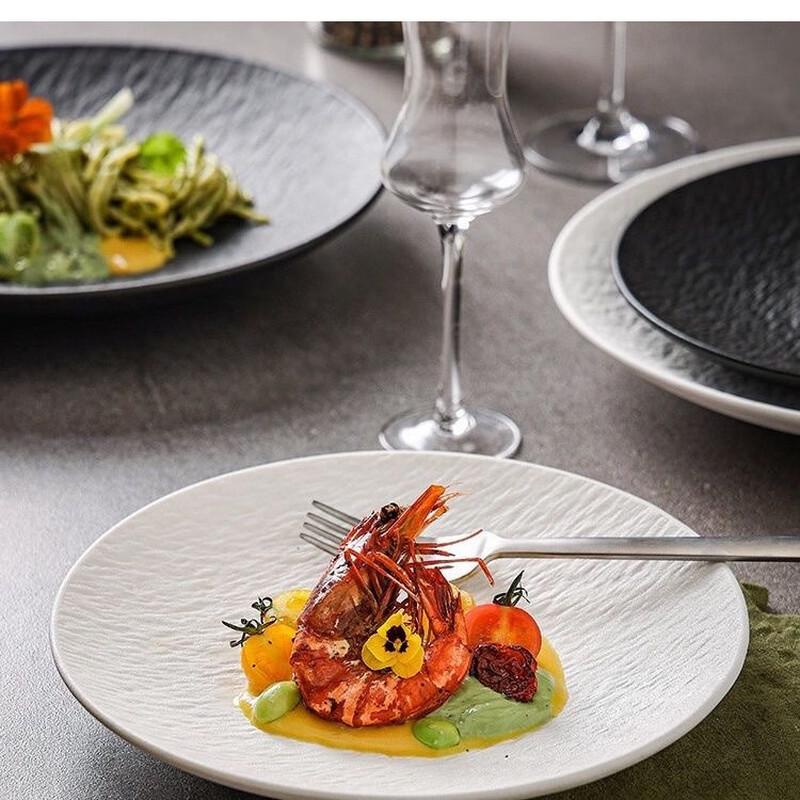 ZISIZ Creative Stone Pattern Ceramic Dinner Plate Set