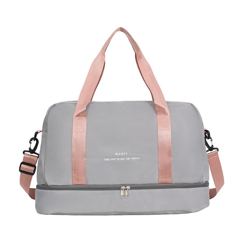 Versatile Canvas Travel and Sports Bag with Wet/Dry Compartments, Large Capacity, Single Shoulder, and Crossbody Features.
