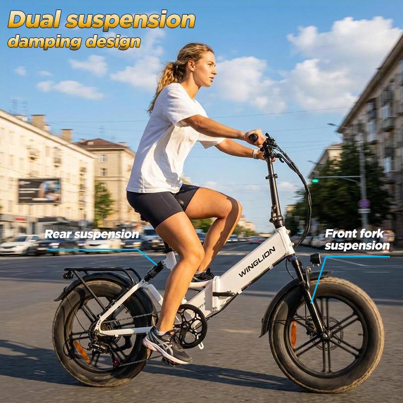 Skládací elektrické kolo PULUMA ebike-FF2.0.48 V 15AH, Dvouprvkové odpružení vidlice, 20*4.0 široké pneumatiky, Dojezd 80 km s asistencí, Městské elektrické kolo pro dojíždění