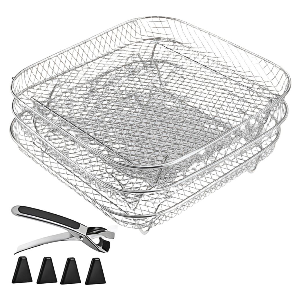 Kochrost Heißluftfritteuse Zubehör 19,5x13,5x9cm Rechteckiges Stapelbares Gestell Set Knusprige Textur Kochen Küche Kochen
