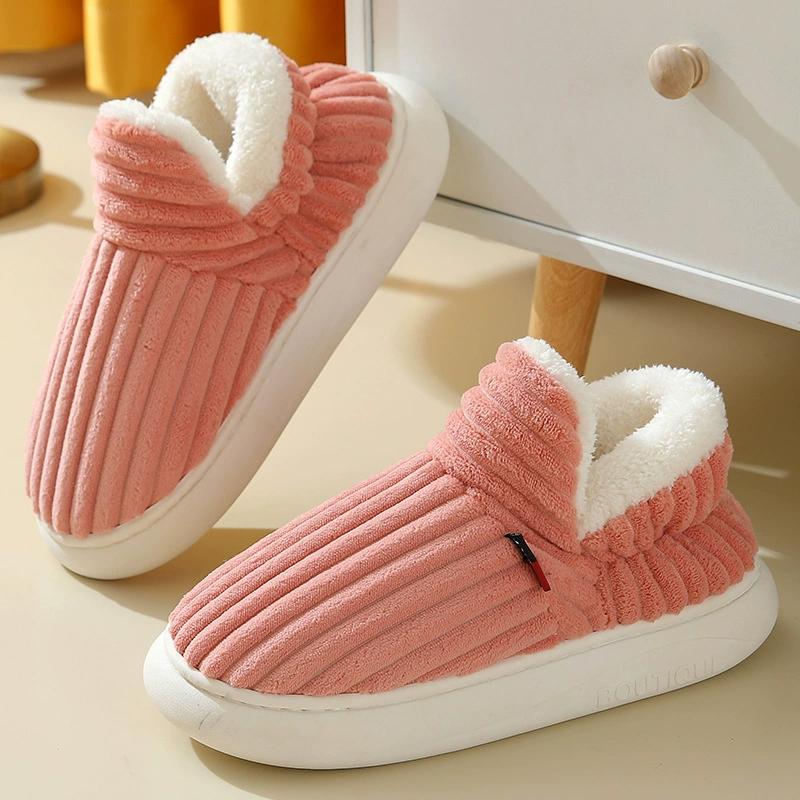 Fashion Kidmi Popular Corduroy Cotton Shoes House Cotton Shoes for Men and Women Warm Anti-slip Shoes Soft Cotton Plush Women's Slippers