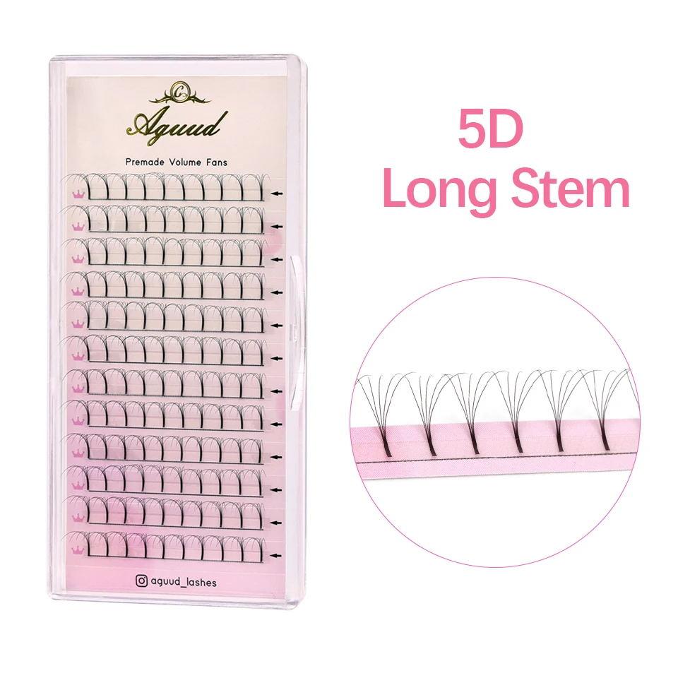 AGUUD 3D/4D/5D/6D Premade Volume Fans Fluffy Lashes Long Stem Russian Volume Eyelashes Extension Soft Matte Black Premade Fans
