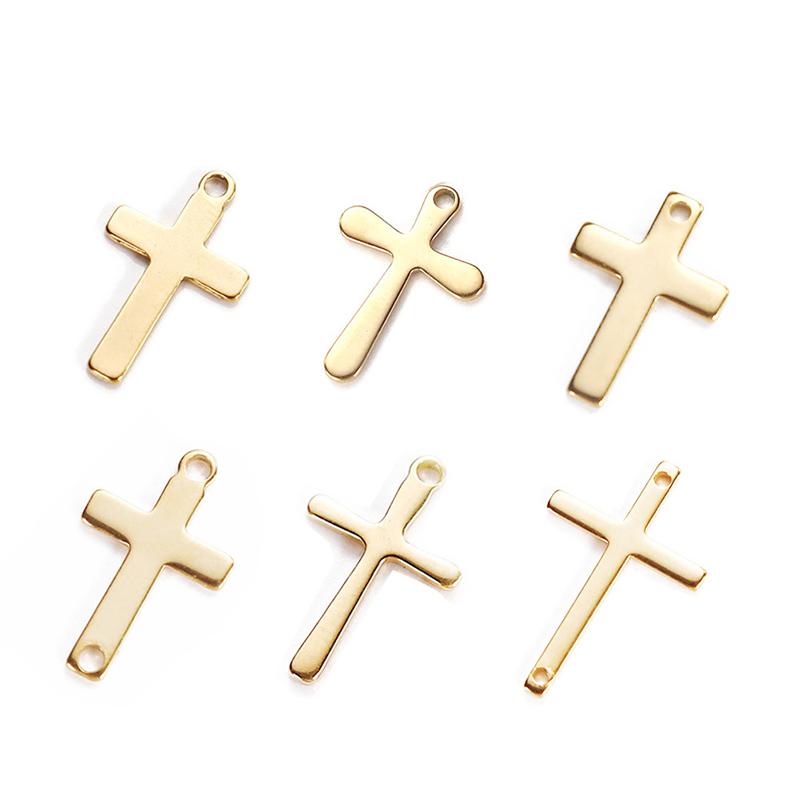 10Pcs/lot Stainless Steel Cross Charms Pendant Religious Jewelry Making DIY Charms Handmade Crafts