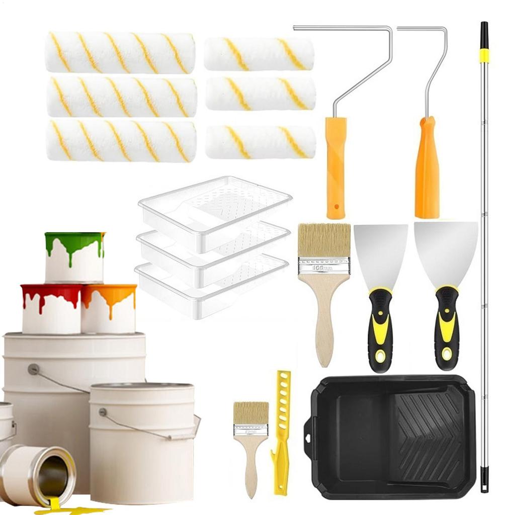 Paint Roller Brush Multifunctional Painting Roller Set With Extension Pole House Projects Renovation Accessory For Decorations